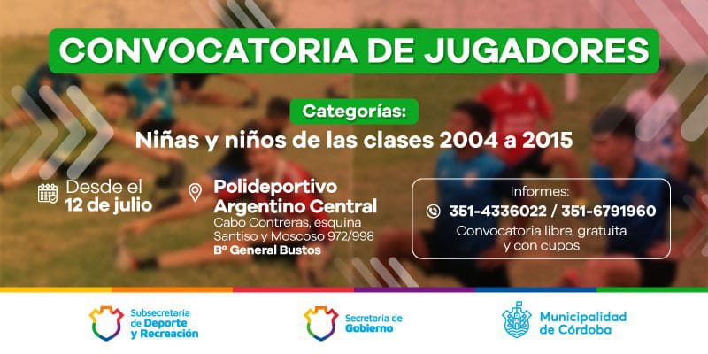 Convocatoria Del Club Municipalidad Para Jugadoras Y Jugadores De Fútbol