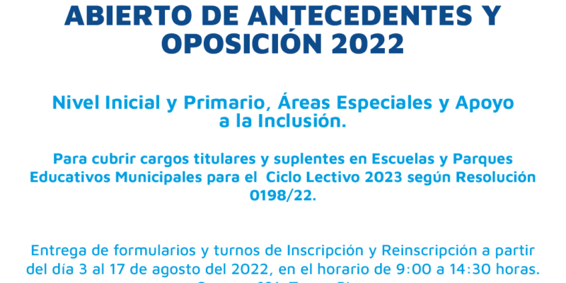 Llamado A Concurso Público Y Abierto Para El Ingreso A La Docencia En El Sistema Educativo Municipal